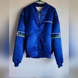 Vintage Starter Seattle Seahawks Satin Jacket Mens Size 2xl Blue NFL 90s